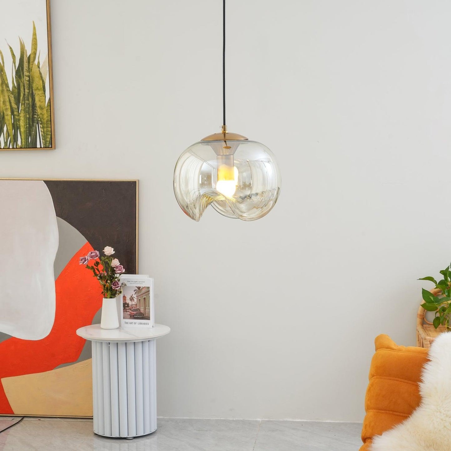 Unique Curved Glass Hanging Light
