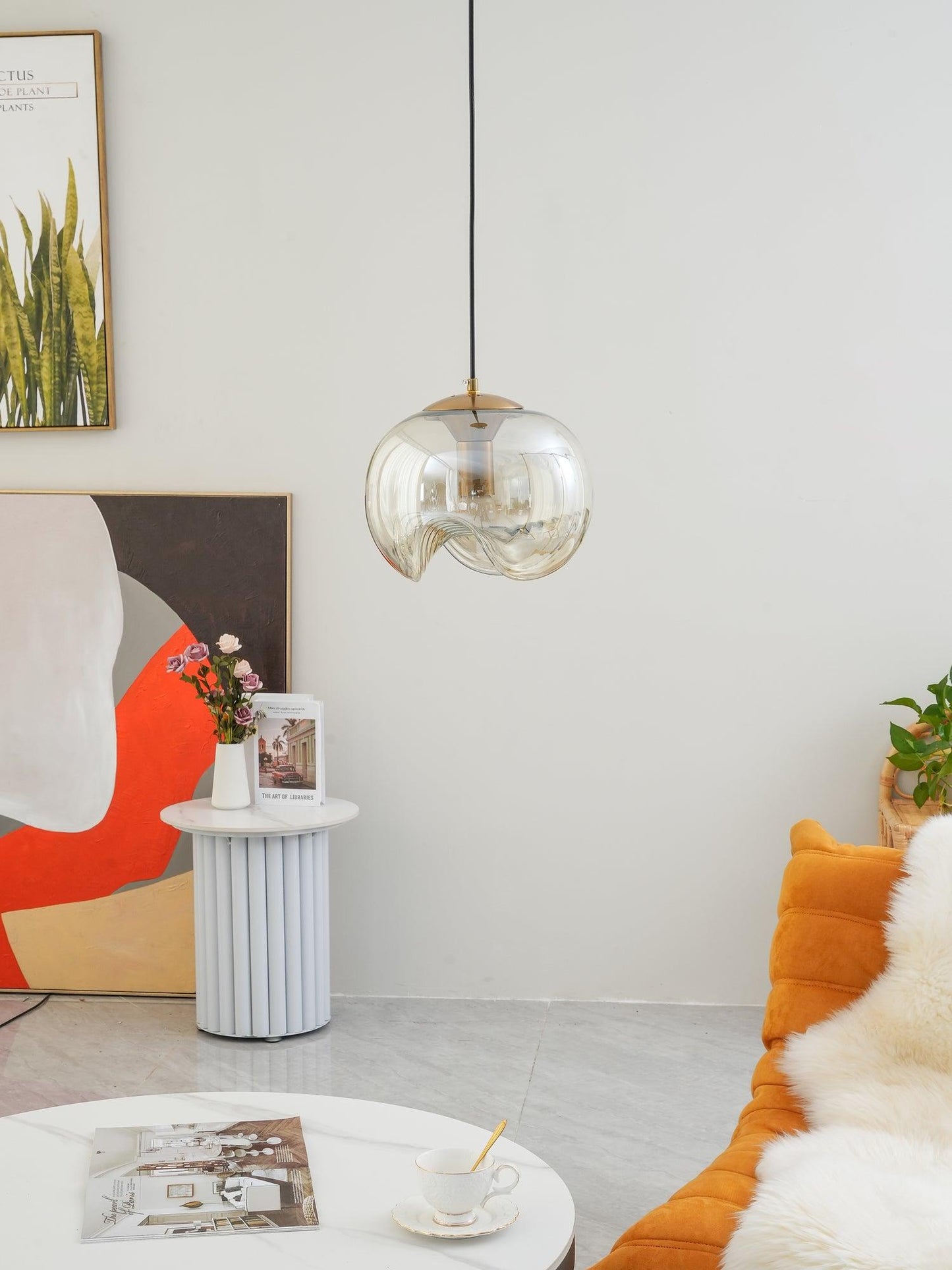 Unique Curved Glass Hanging Light