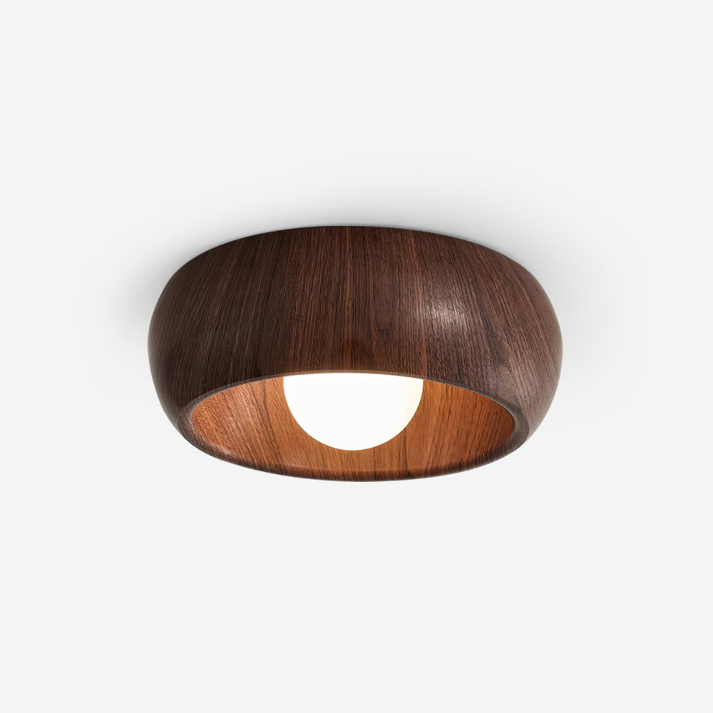 Wazumi | Modern Elegant Wood Flush Ceiling Light Fixture with Integrated LED 2