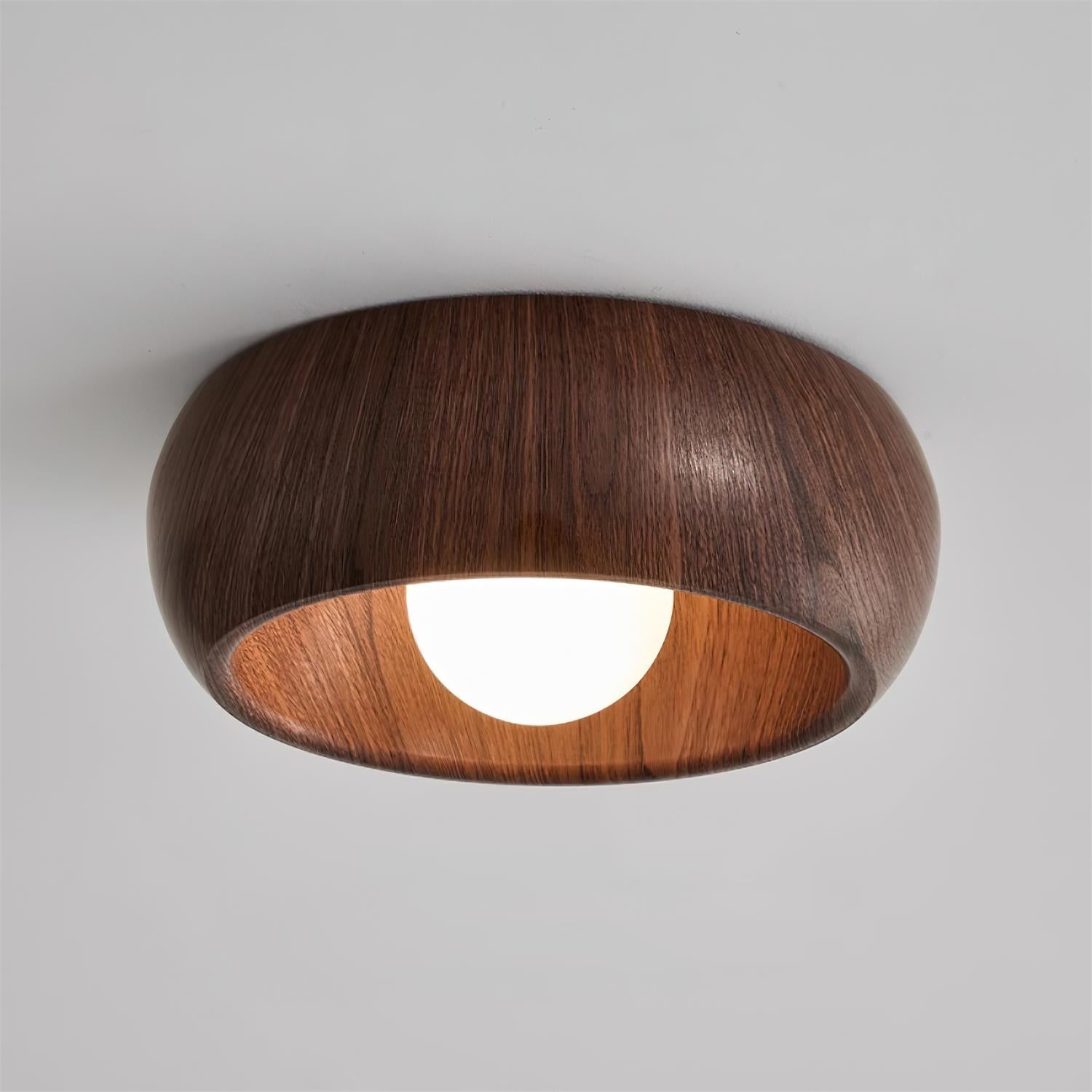 Wazumi | Modern Elegant Wood Flush Ceiling Light Fixture with Integrated LED 3