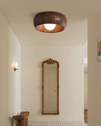 Wazumi | Modern Elegant Wood Flush Ceiling Light Fixture with Integrated LED 5