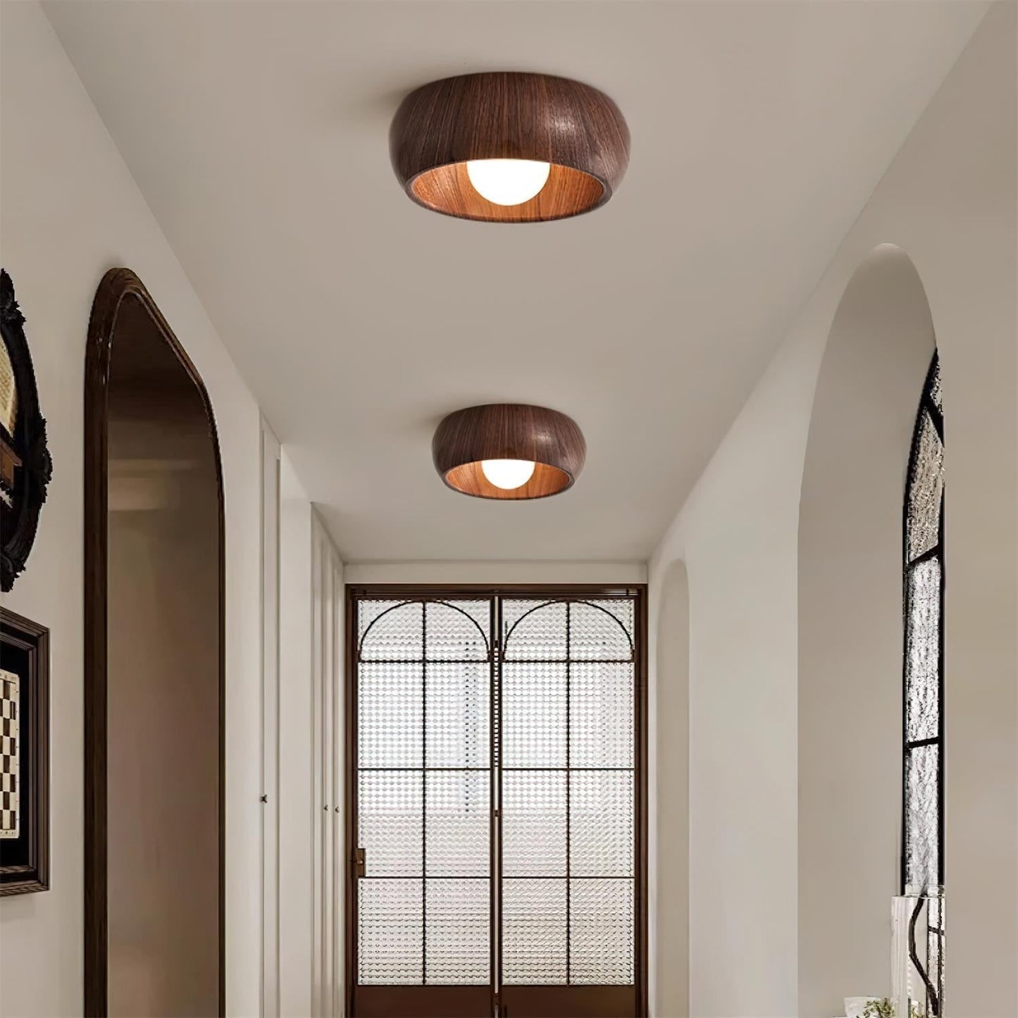 Wazumi | Modern Elegant Wood Flush Ceiling Light Fixture with Integrated LED 7
