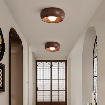 Wazumi | Modern Elegant Wood Flush Ceiling Light Fixture with Integrated LED 7