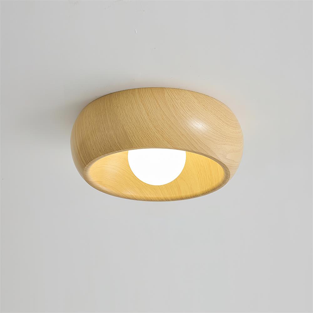Wazumi | Modern Elegant Wood Flush Ceiling Light Fixture with Integrated LED 9