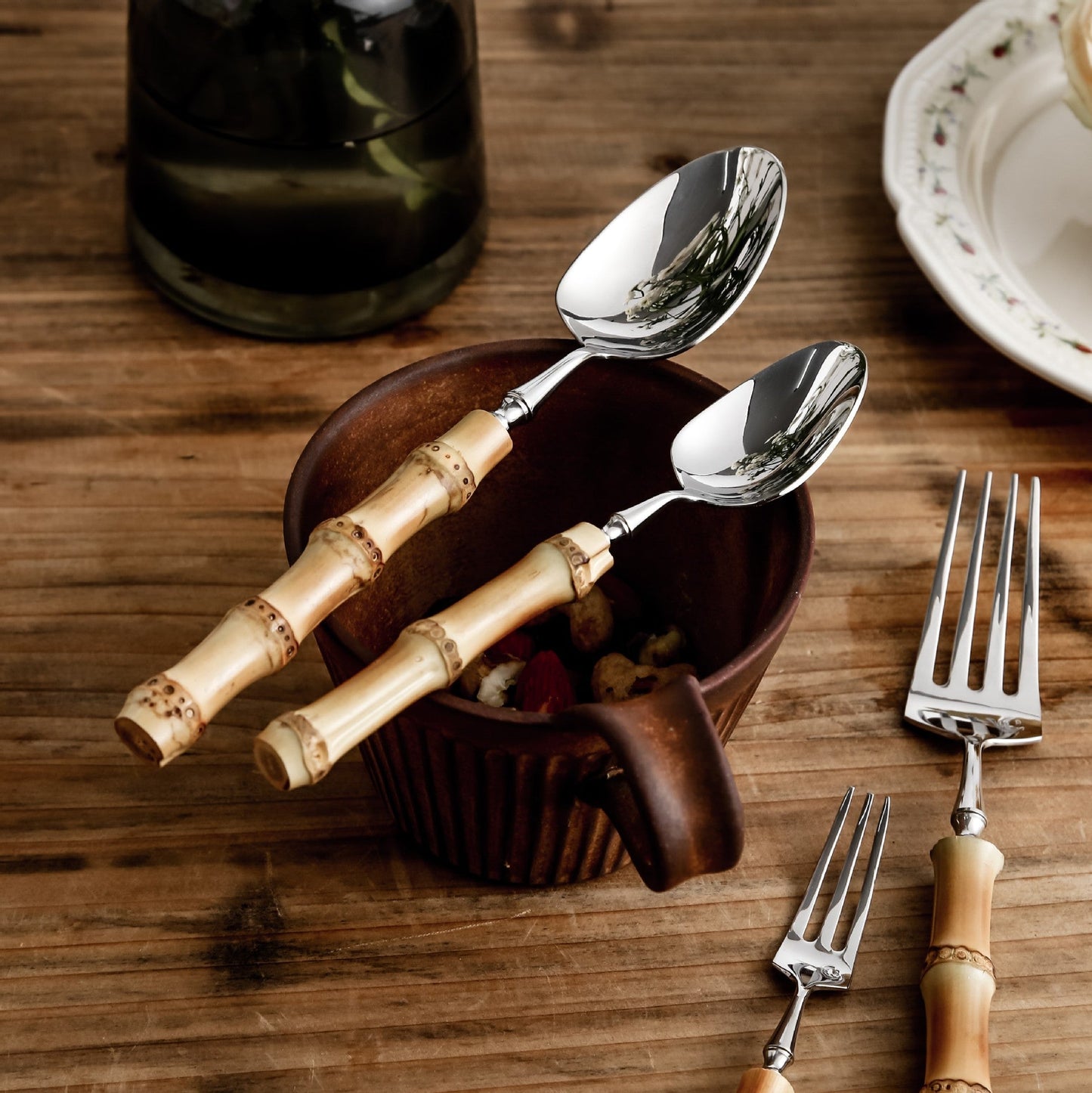 Eco Friendly Bamboo Stainless Steel Dining Utensil Set