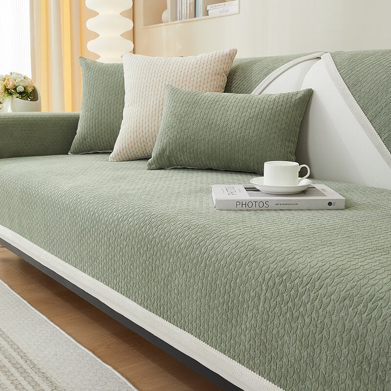 Soft Floral Chenille Sofa Slipcover Protector
