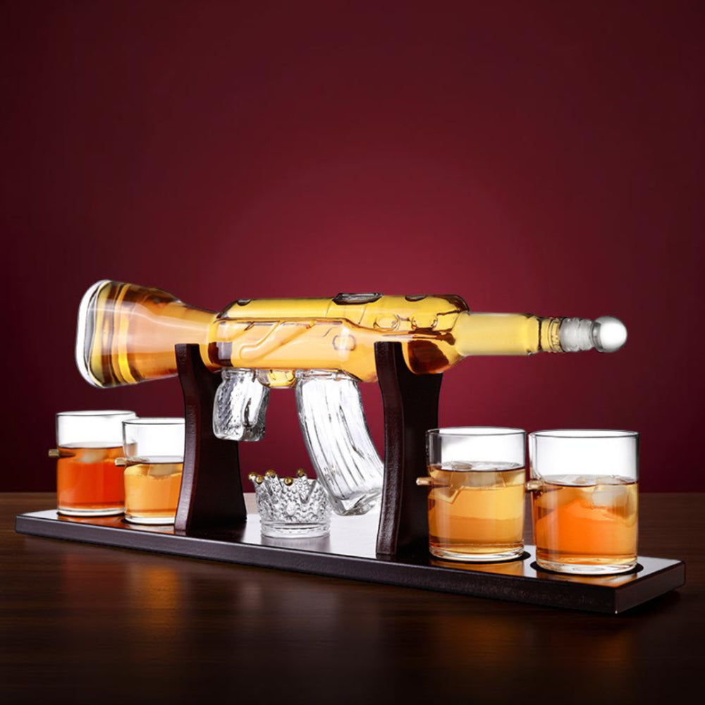 Premium Gun Shaped Whiskey Decanter Gift Set