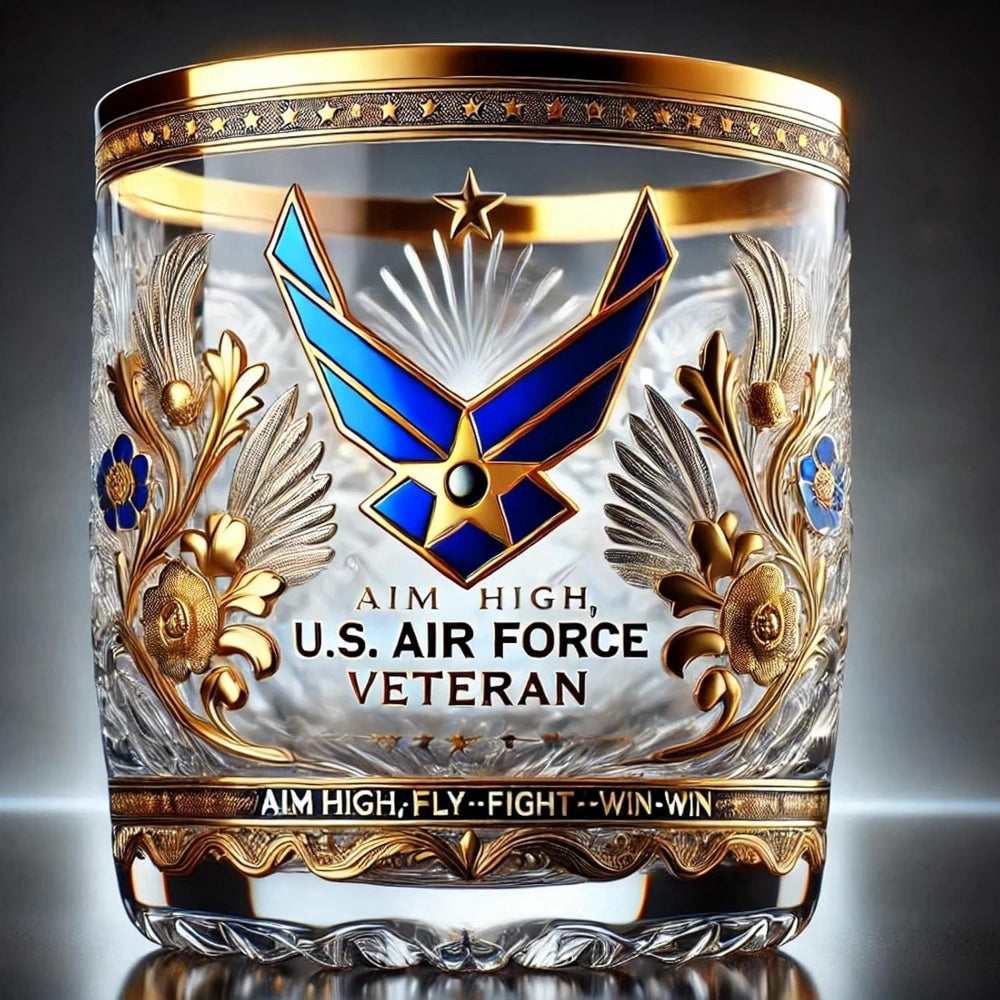 Engraved Whiskey Glass for Veterans Gold Plated Barware