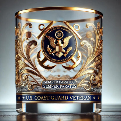 Engraved Whiskey Glass for Veterans Gold Plated Barware