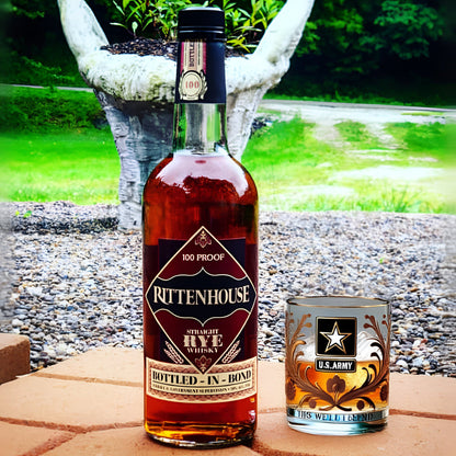 Engraved Whiskey Glass for Veterans Gold Plated Barware