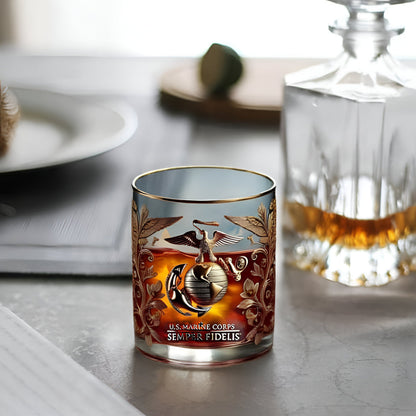 Engraved Whiskey Glass for Veterans Gold Plated Barware