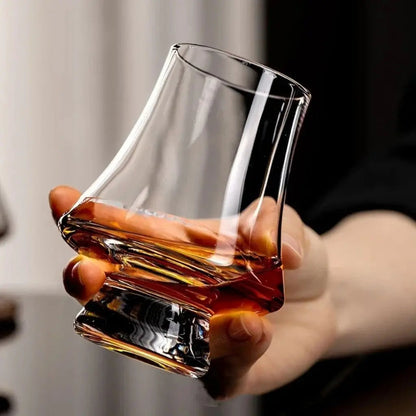  Crystal whiskey glass with curved bowl design enhances whiskey and spirits tasting experience