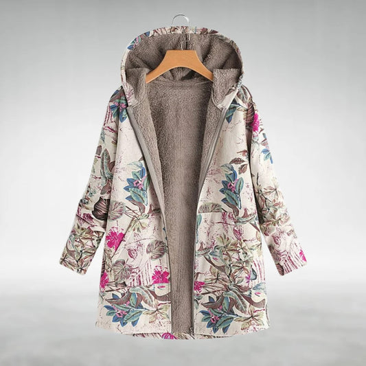 Classic Floral Parka Coat for Daily Wear - Lusomart