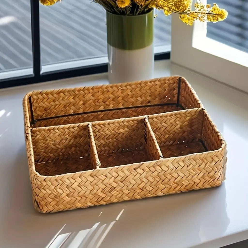 Sustainable woven willow organizer basket rustic home decor storage solution 