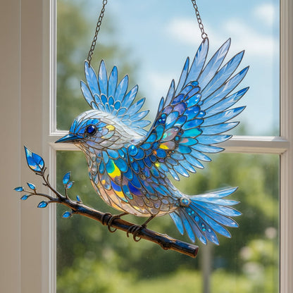 Colorful Glass Bird Window Hanging Ornament
