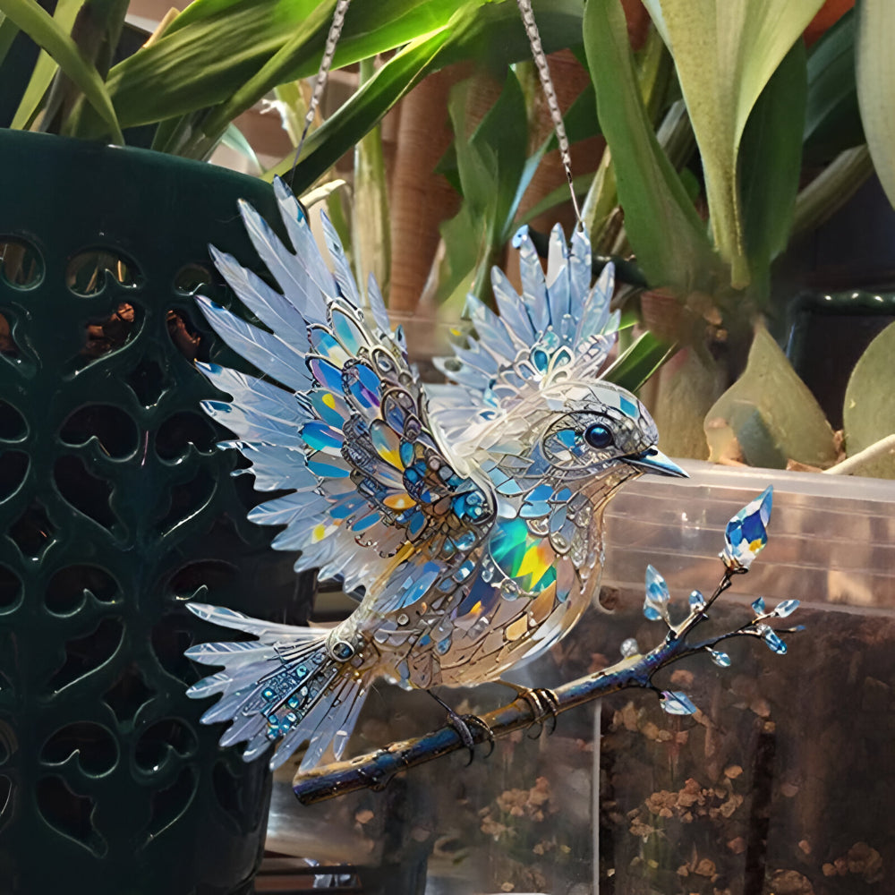 Colorful Glass Bird Window Hanging Ornament