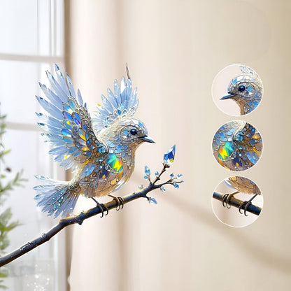 Colorful Glass Bird Window Hanging Ornament