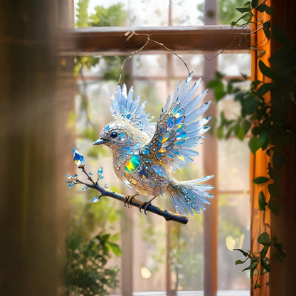 Colorful Glass Bird Window Hanging Ornament