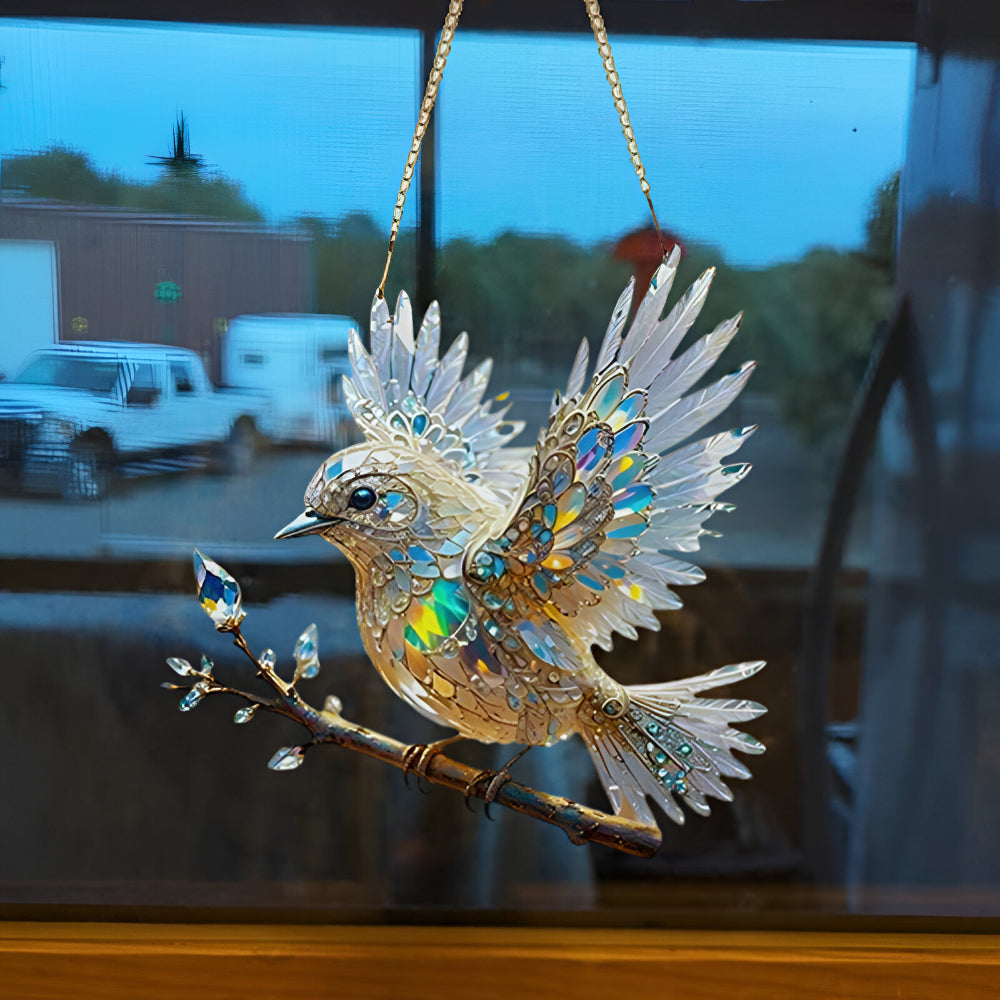 Colorful Glass Bird Window Hanging Ornament