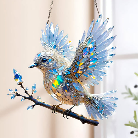 Colorful Glass Bird Window Hanging Ornament - Lusomart