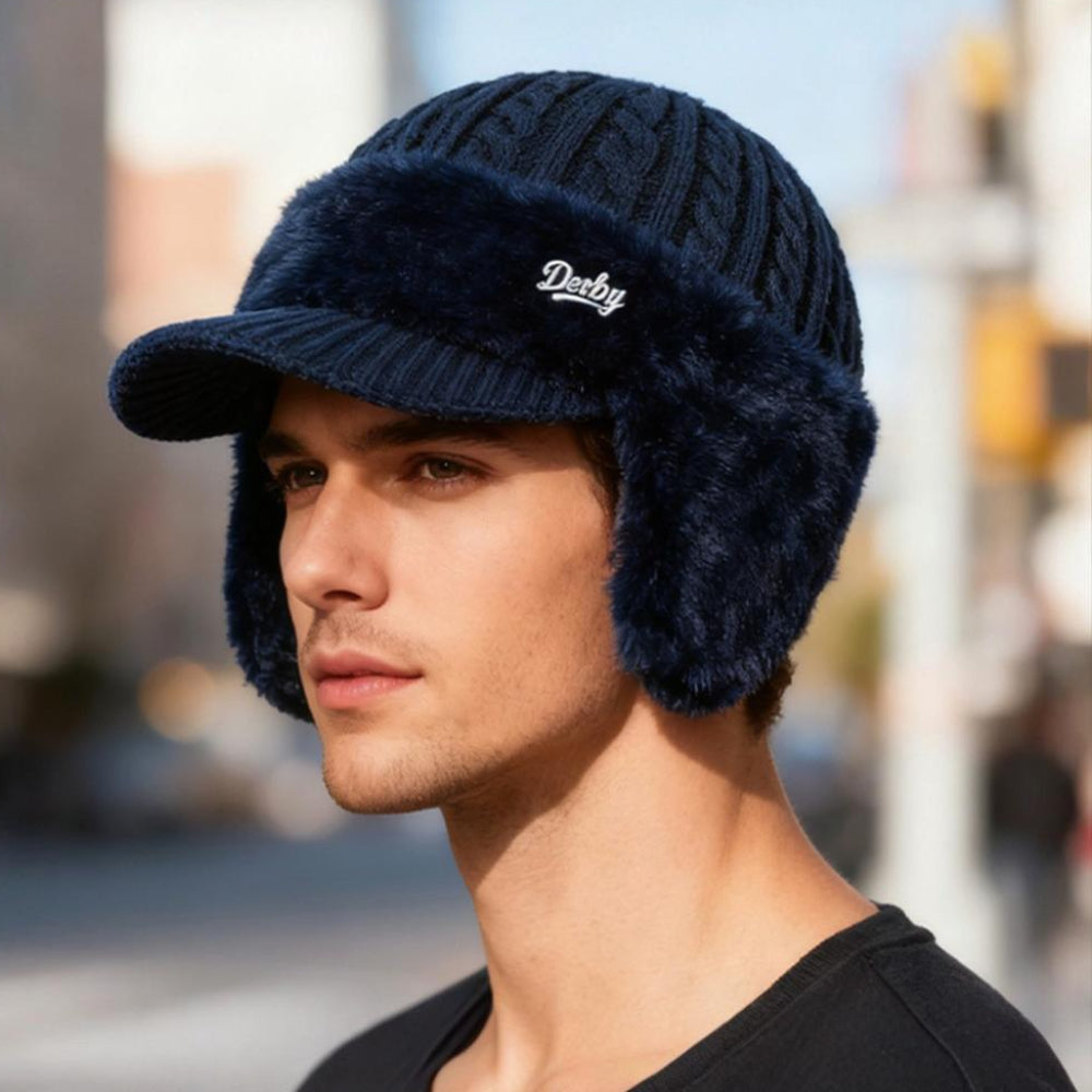 Warm Fleece Lined Trapper Beanie Hat