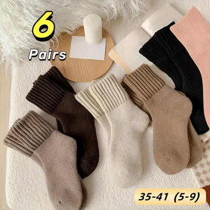 Warm Cozy Solid Color Autumn Socks Set