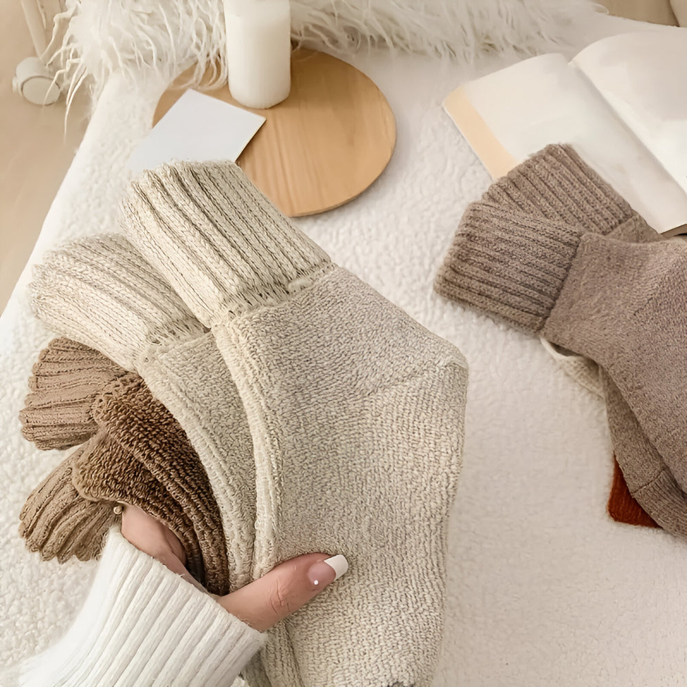 Warm Cozy Solid Color Autumn Socks Set