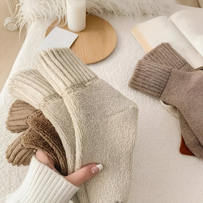 Warm Cozy Solid Color Autumn Socks Set
