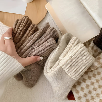 Warm Cozy Solid Color Autumn Socks Set