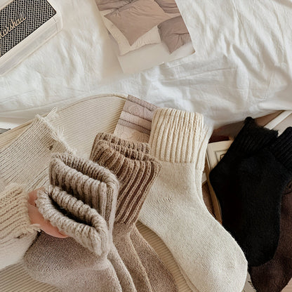 Warm Cozy Solid Color Autumn Socks Set