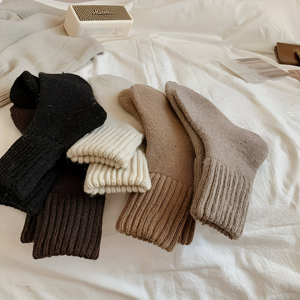 Warm Cozy Solid Color Autumn Socks Set