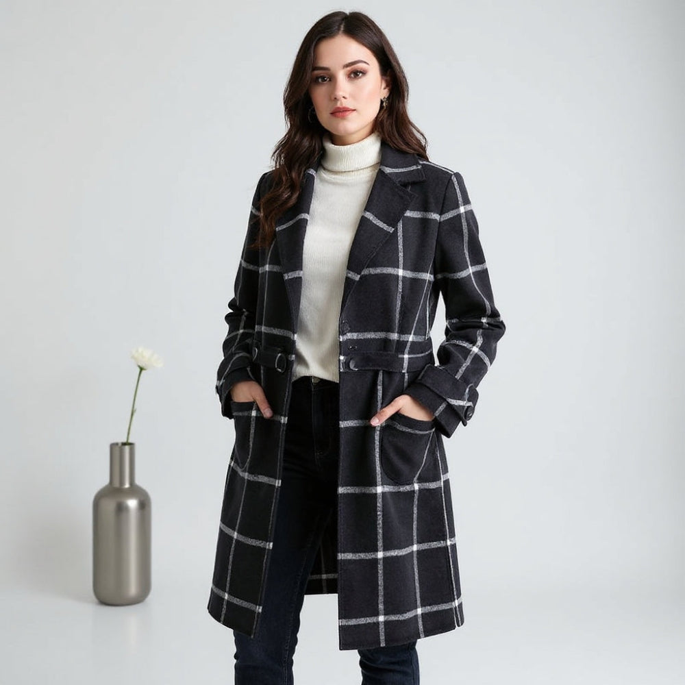 Ladies Classic Tartan Warm Winter Coat