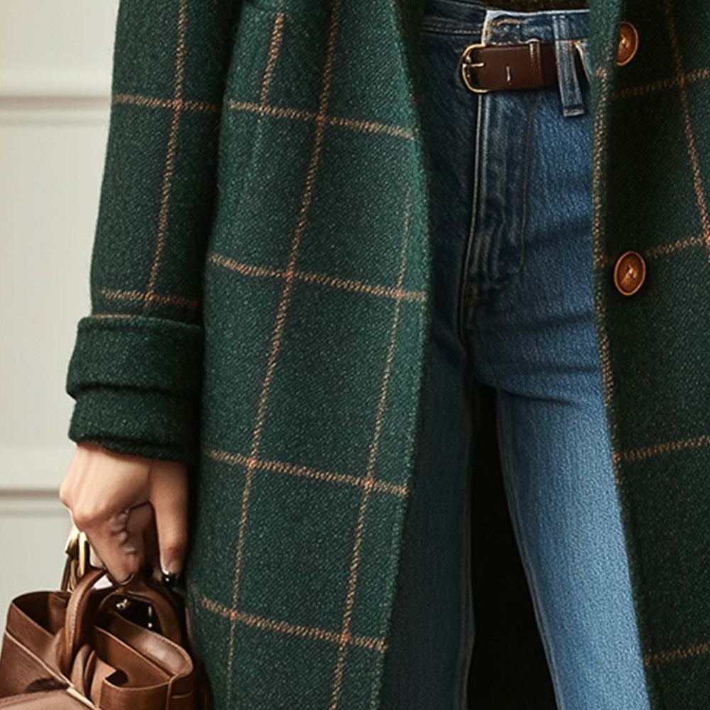 Ladies Classic Tartan Warm Winter Coat