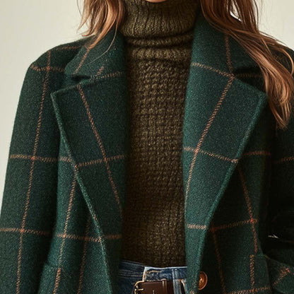Ladies Classic Tartan Warm Winter Coat