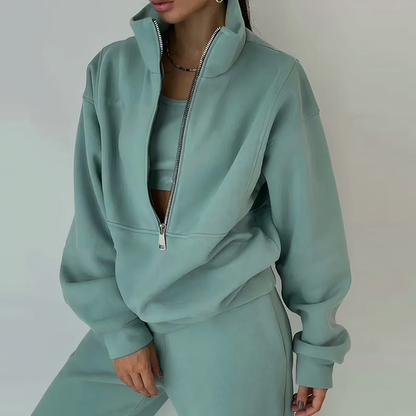 Women's 2-Piece Tracksuit Set with Half-Zip Pullover and Joggers 1