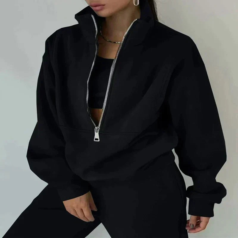Women's 2-Piece Tracksuit Set with Half-Zip Pullover and Joggers 3