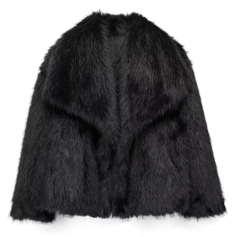 Women's Faux Fur Short Jacket - Warm Lightweight Winter Coat for High Street Fashion 11