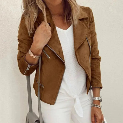 Chic Faux Leather Biker Jacket - Lusomart