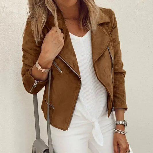 Chic Faux Leather Biker Jacket - Lusomart