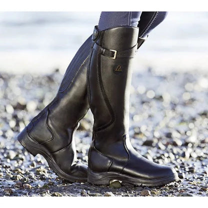 Women's Knee-High Waterproof Boots with Buckle Strap and Grip Sole 1