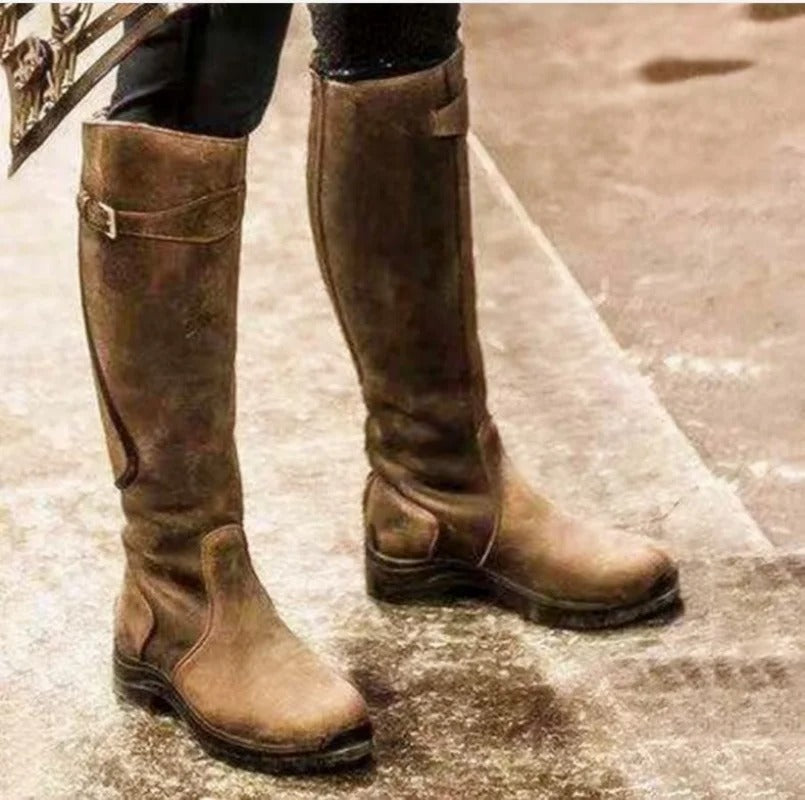 Women's Knee-High Waterproof Boots with Buckle Strap and Grip Sole 2