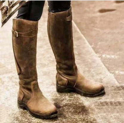 Women's Knee-High Waterproof Boots with Buckle Strap and Grip Sole 2