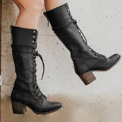 Tall Lace Up Ankle Boots for Women - Lusomart