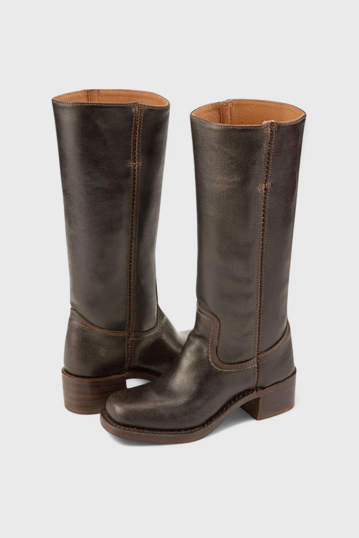 Women's Knee High Boots with Stacked Heel and Classic Round Toe 5