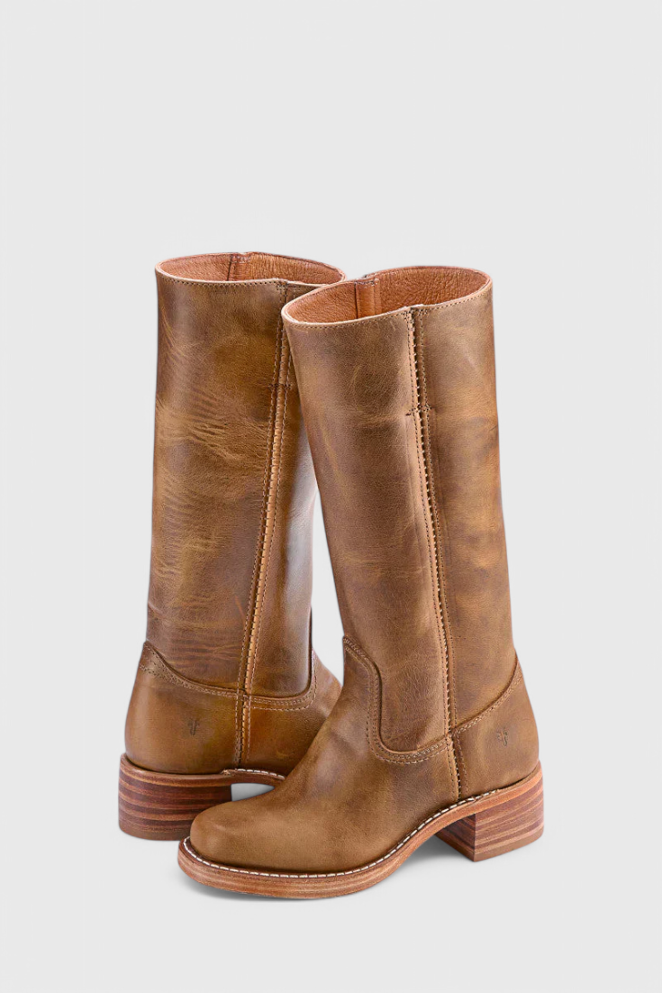 Women's Knee High Boots with Stacked Heel and Classic Round Toe 6