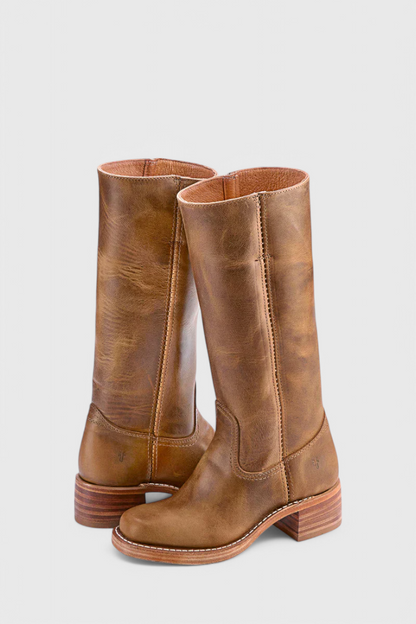 Women's Knee High Boots with Stacked Heel and Classic Round Toe 6