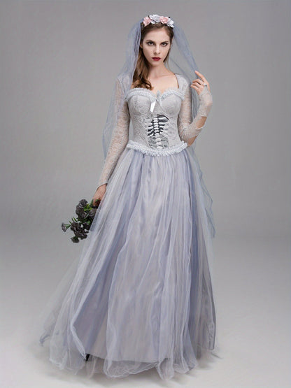 Women’s Lace Maxi Dress | Gothic Corpse Bride Halloween Costume 3