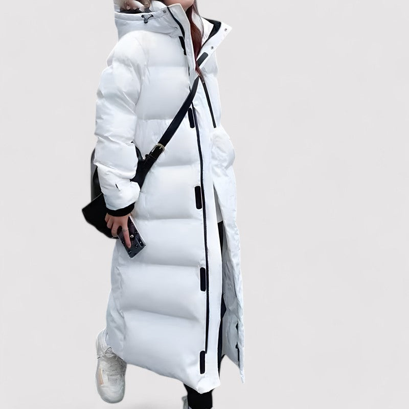 Women's Long Black Waterproof Hooded Puffer Parka Jacket 3