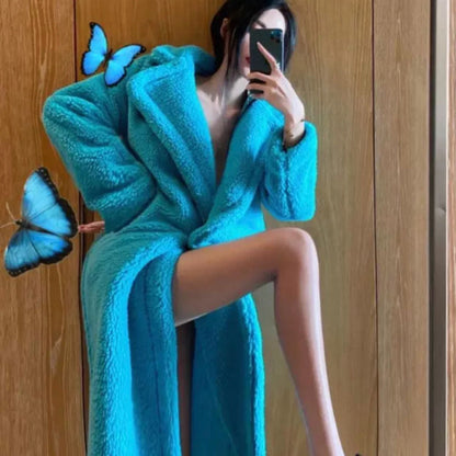 Women’s Long Oversized Teddy Coat – Double-Breasted Faux Fur Outerwear for Cold Weather Comfort 4