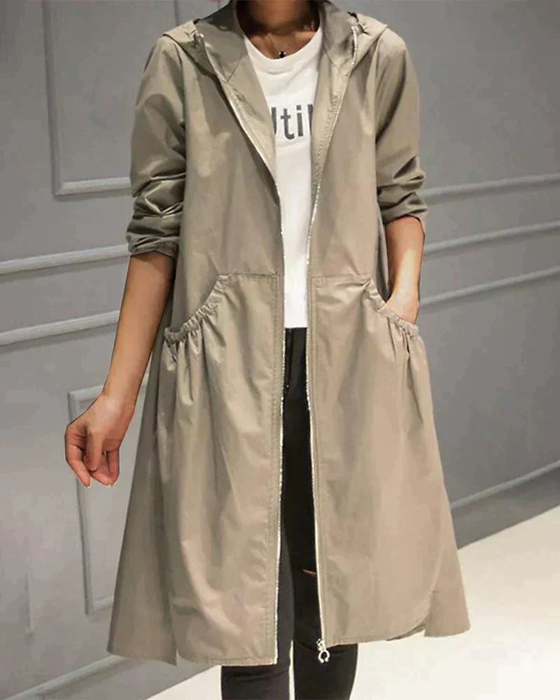 Waterproof Women's Hooded Rain Jacket with Zip - Lusomart